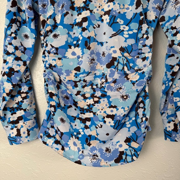 Rails blue floral Lisa ruched button up blouse top S - Picture 8 of 11